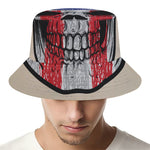 American Patriotic Skull Print Bucket Hat