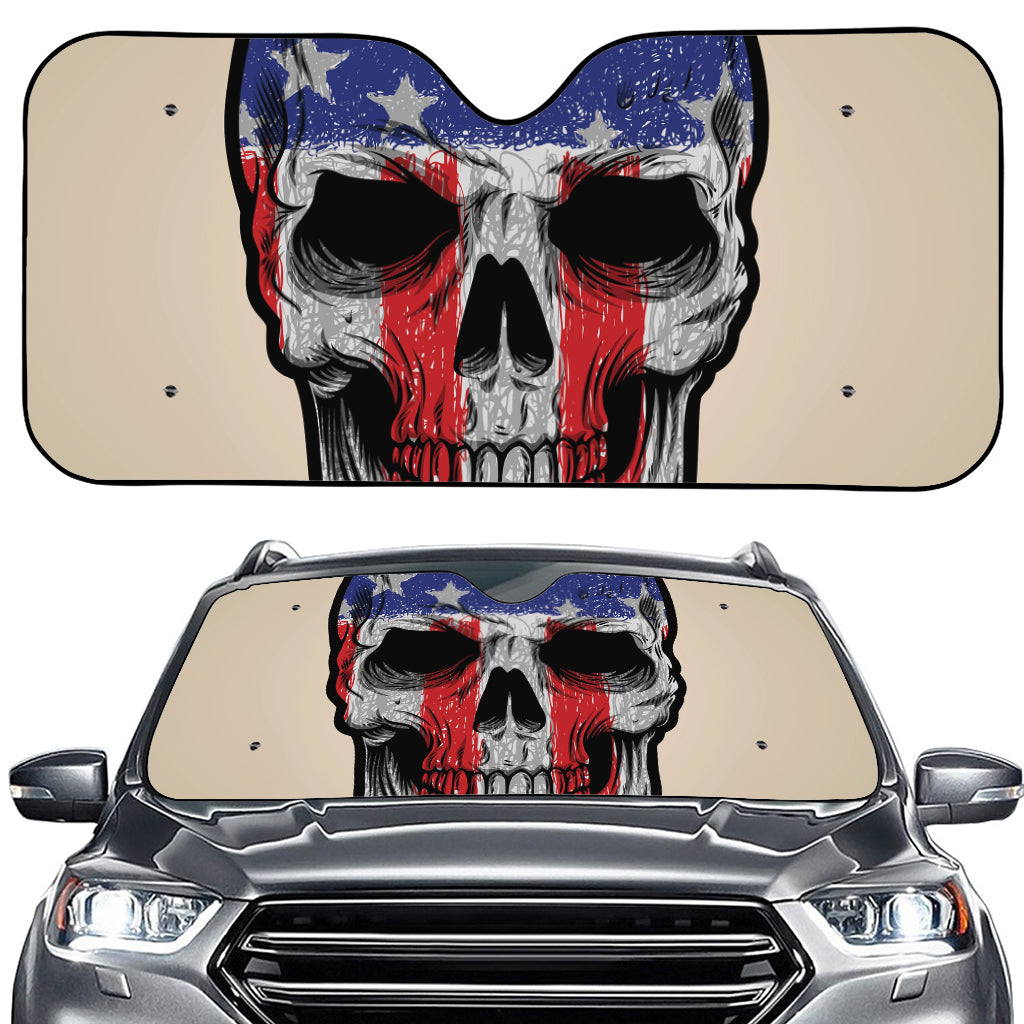 American Patriotic Skull Print Car Windshield Sun Shade