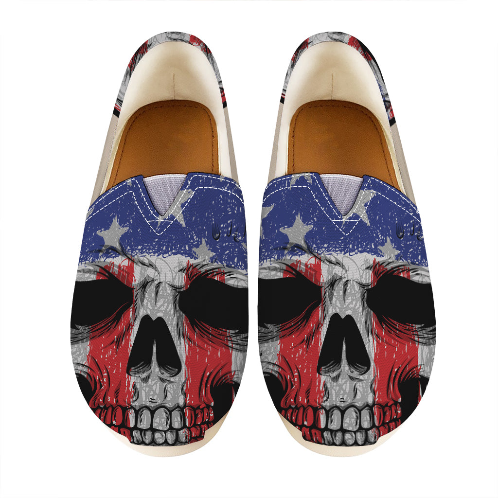American Patriotic Skull Print Casual Shoes