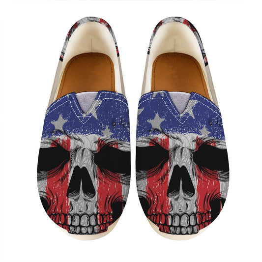 American Patriotic Skull Print Casual Shoes