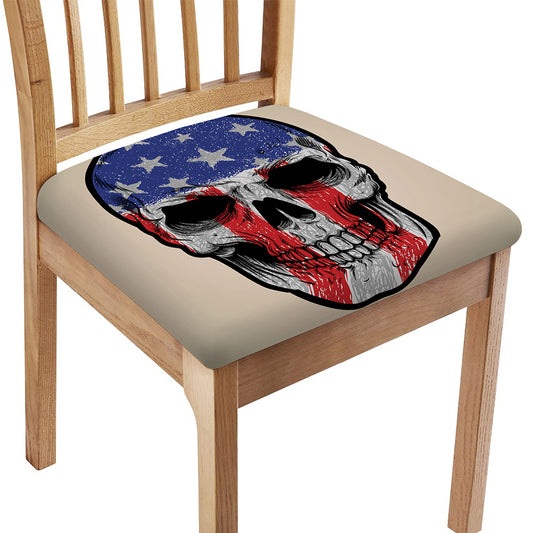 American Patriotic Skull Print Chair Cushion Cover