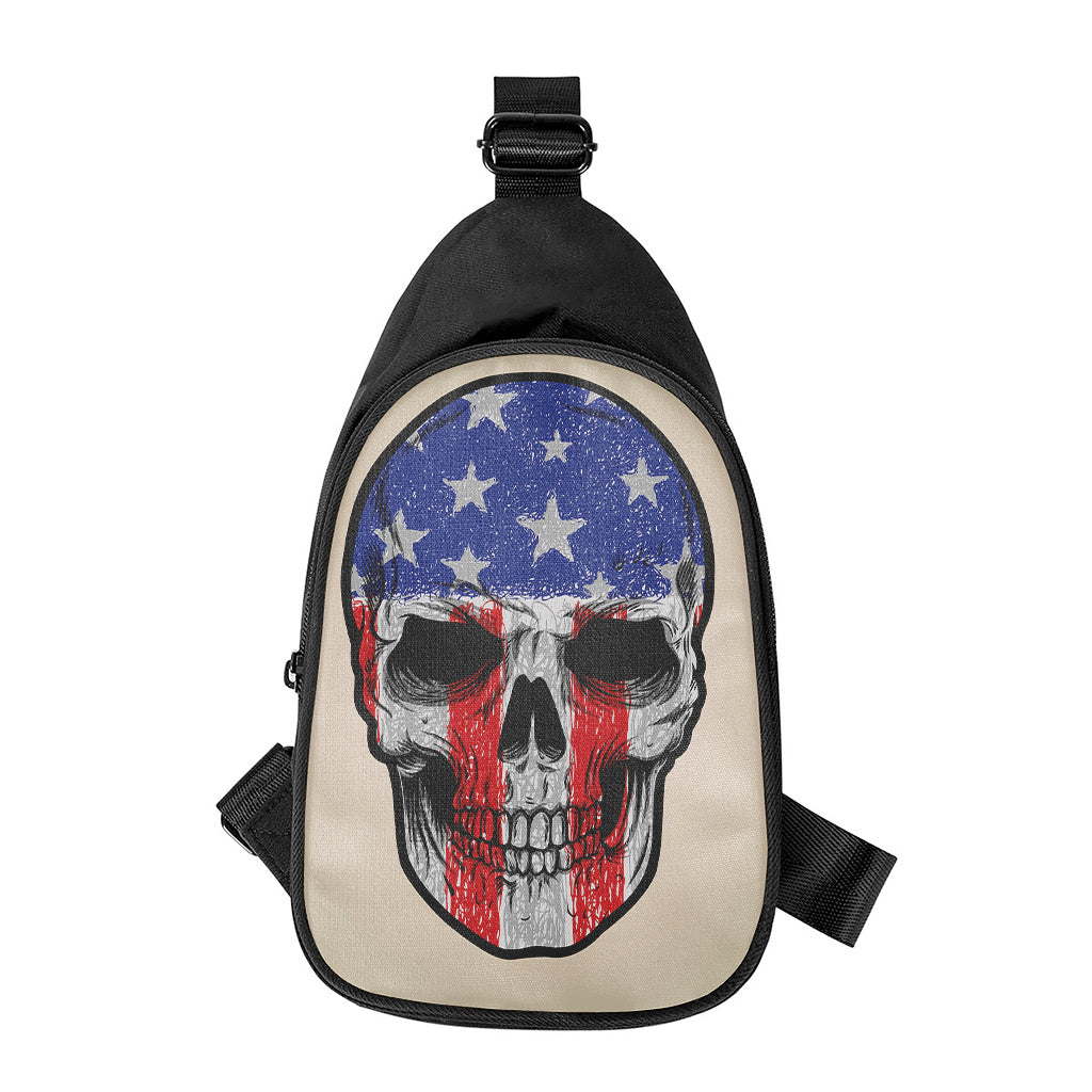 American Patriotic Skull Print Chest Bag