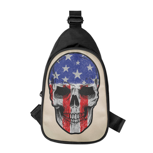 American Patriotic Skull Print Chest Bag