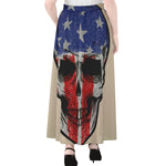 American Patriotic Skull Print Chiffon Maxi Skirt