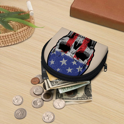 American Patriotic Skull Print Coin Purse