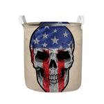 American Patriotic Skull Print Collapsible Laundry Basket