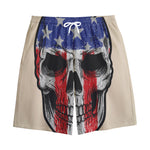 American Patriotic Skull Print Cotton Shorts