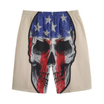 American Patriotic Skull Print Cotton Shorts