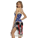 American Patriotic Skull Print Cross Back Cami Dress