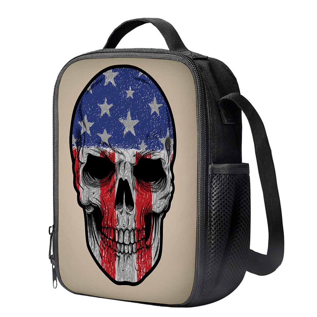 American Patriotic Skull Print Crossbody Lunch Bag