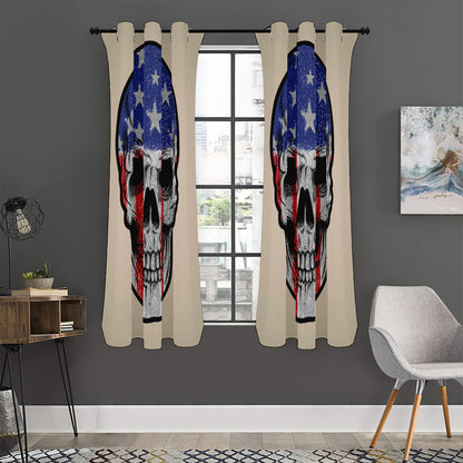 American Patriotic Skull Print Curtain