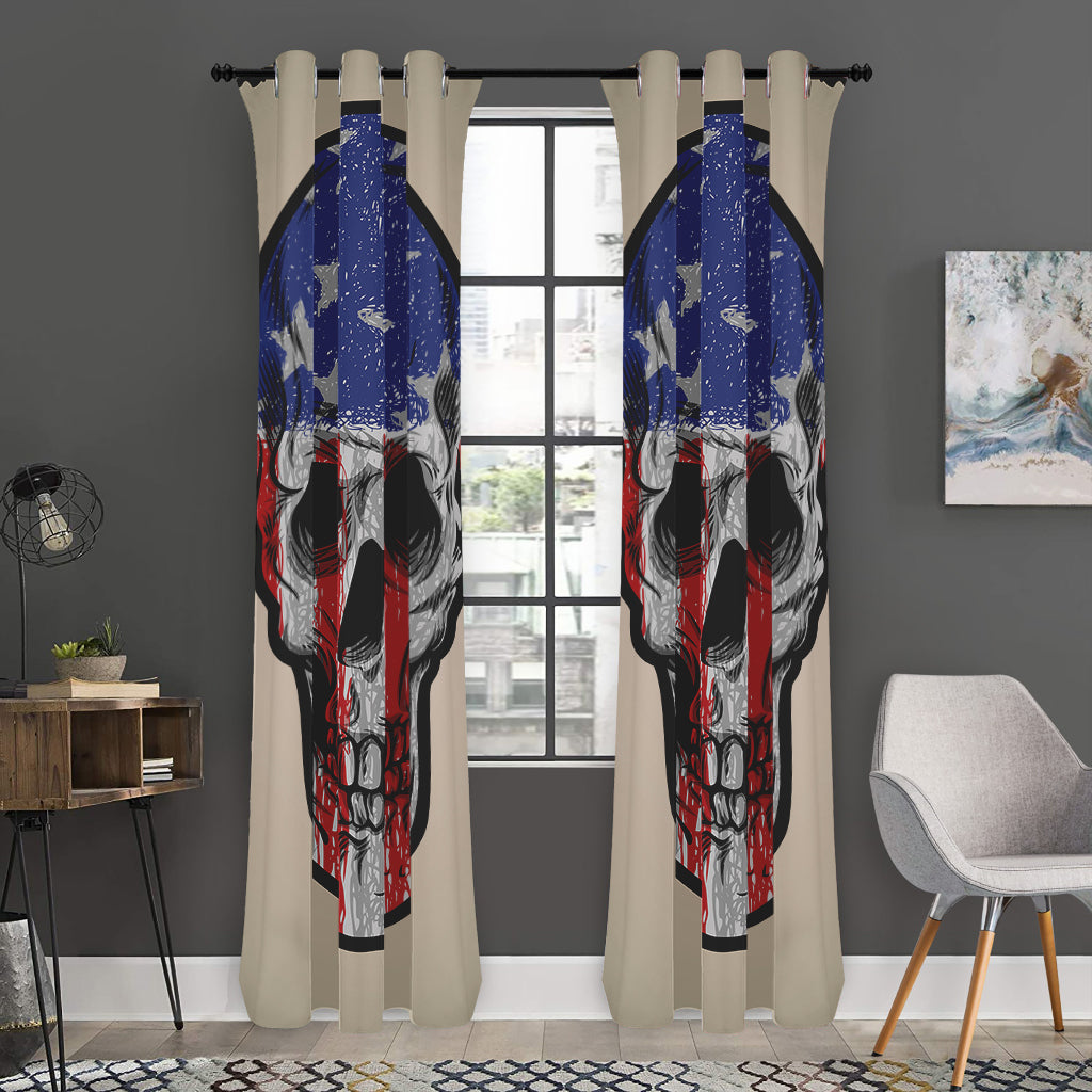 American Patriotic Skull Print Curtain