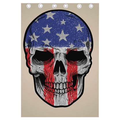 American Patriotic Skull Print Curtain