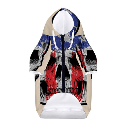 American Patriotic Skull Print Dog Zip Up Hoodie