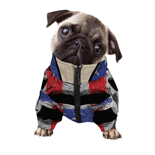American Patriotic Skull Print Dog Zip Up Jacket