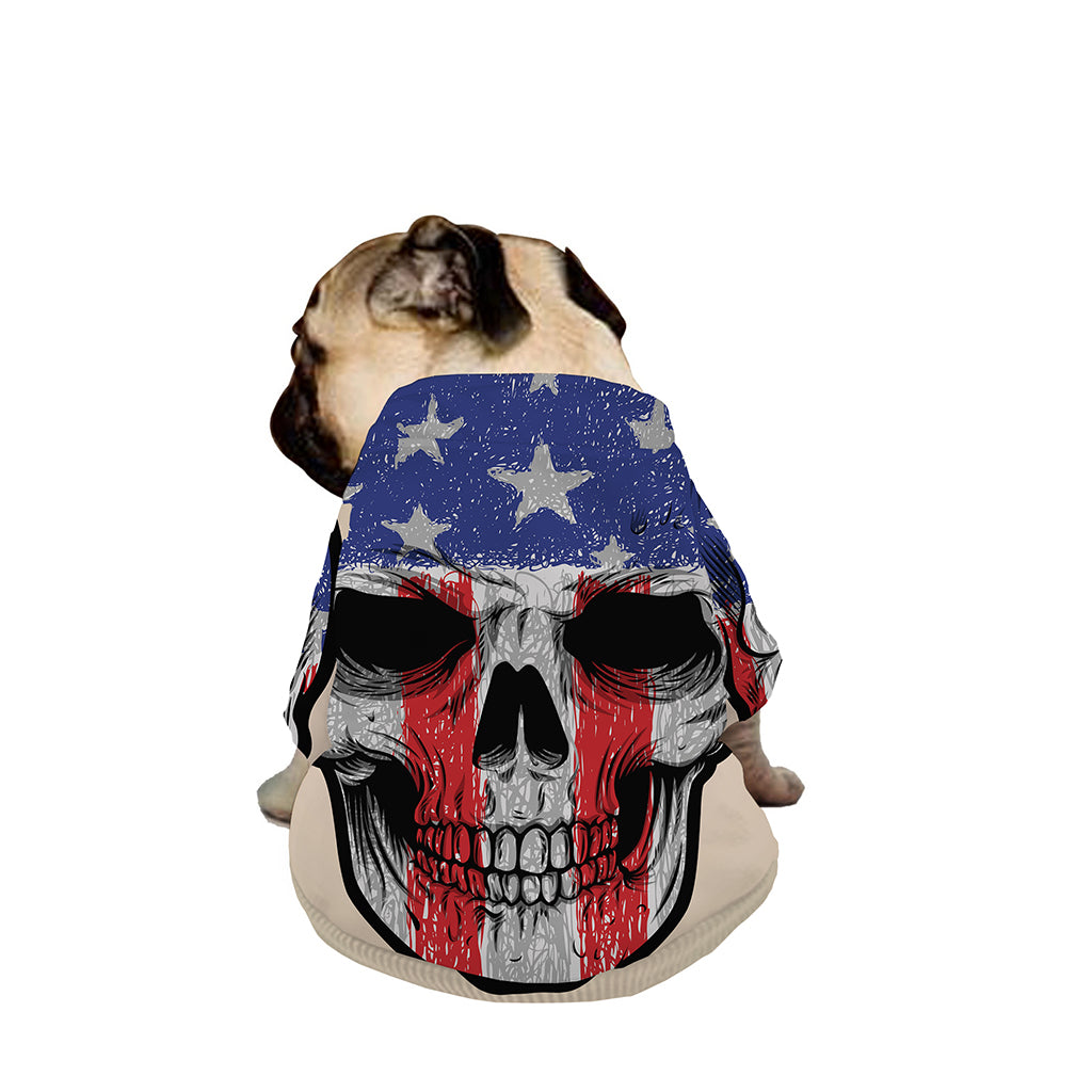 American Patriotic Skull Print Dog Zip Up Jacket