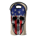 American Patriotic Skull Print Double Neoprene Wine Tote