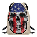 American Patriotic Skull Print Drawstring Backpack