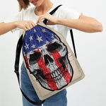 American Patriotic Skull Print Drawstring Backpack