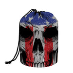 American Patriotic Skull Print Drawstring Makeup Bag