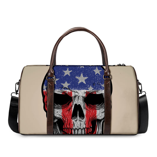 American Patriotic Skull Print Duffle Bag