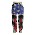 American Patriotic Skull Print Fleece Lined Knit Pants