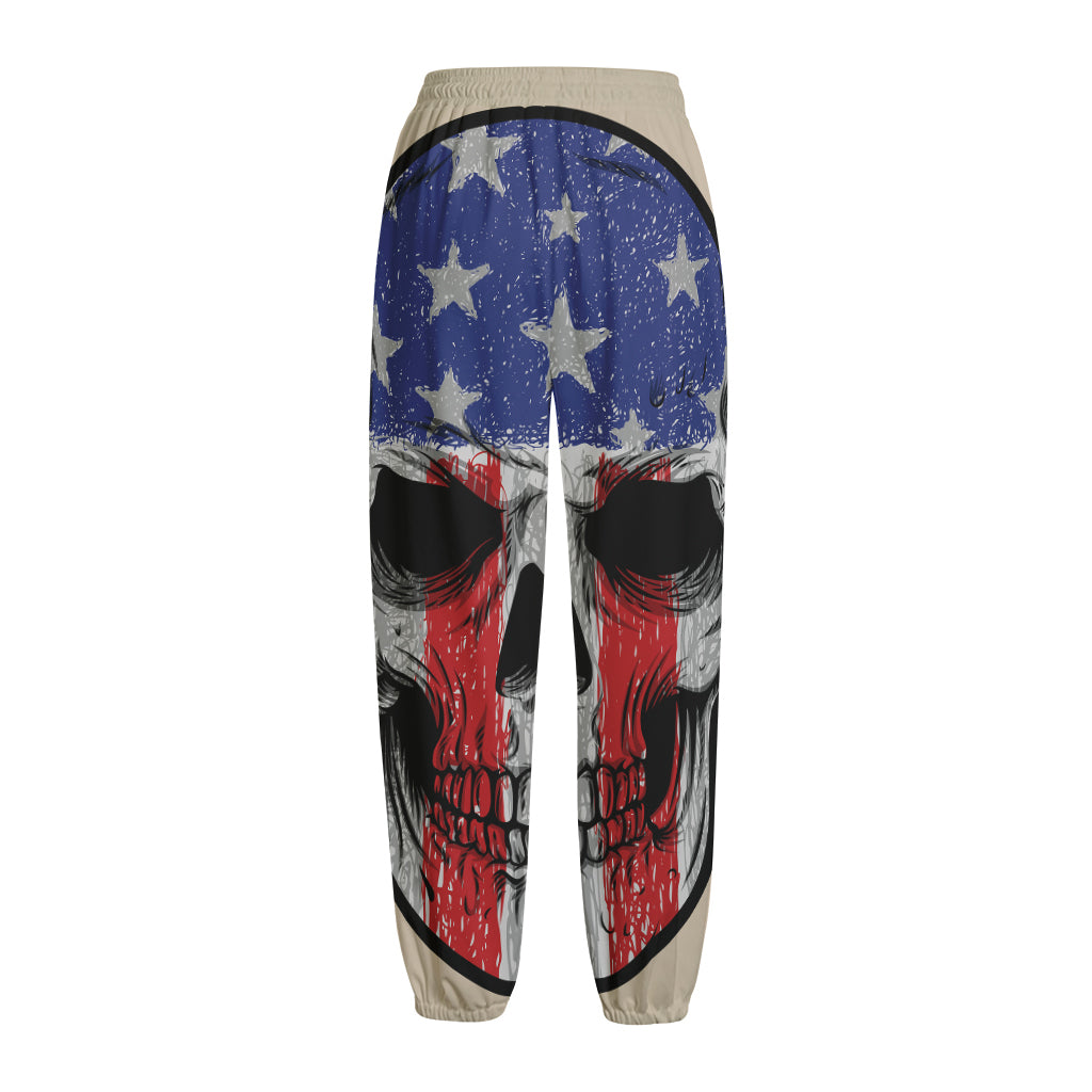 American Patriotic Skull Print Fleece Lined Knit Pants