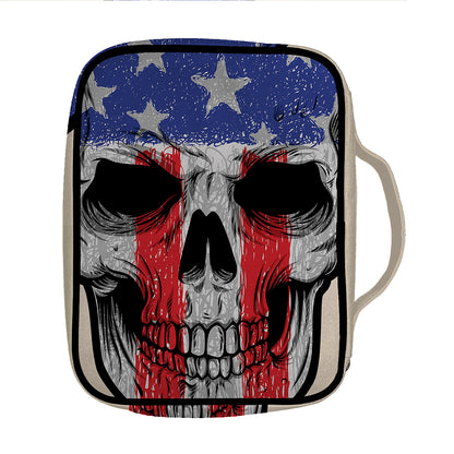 American Patriotic Skull Print Front Pocket Bible Bag