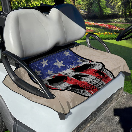 American Patriotic Skull Print Golf Cart Seat Cover