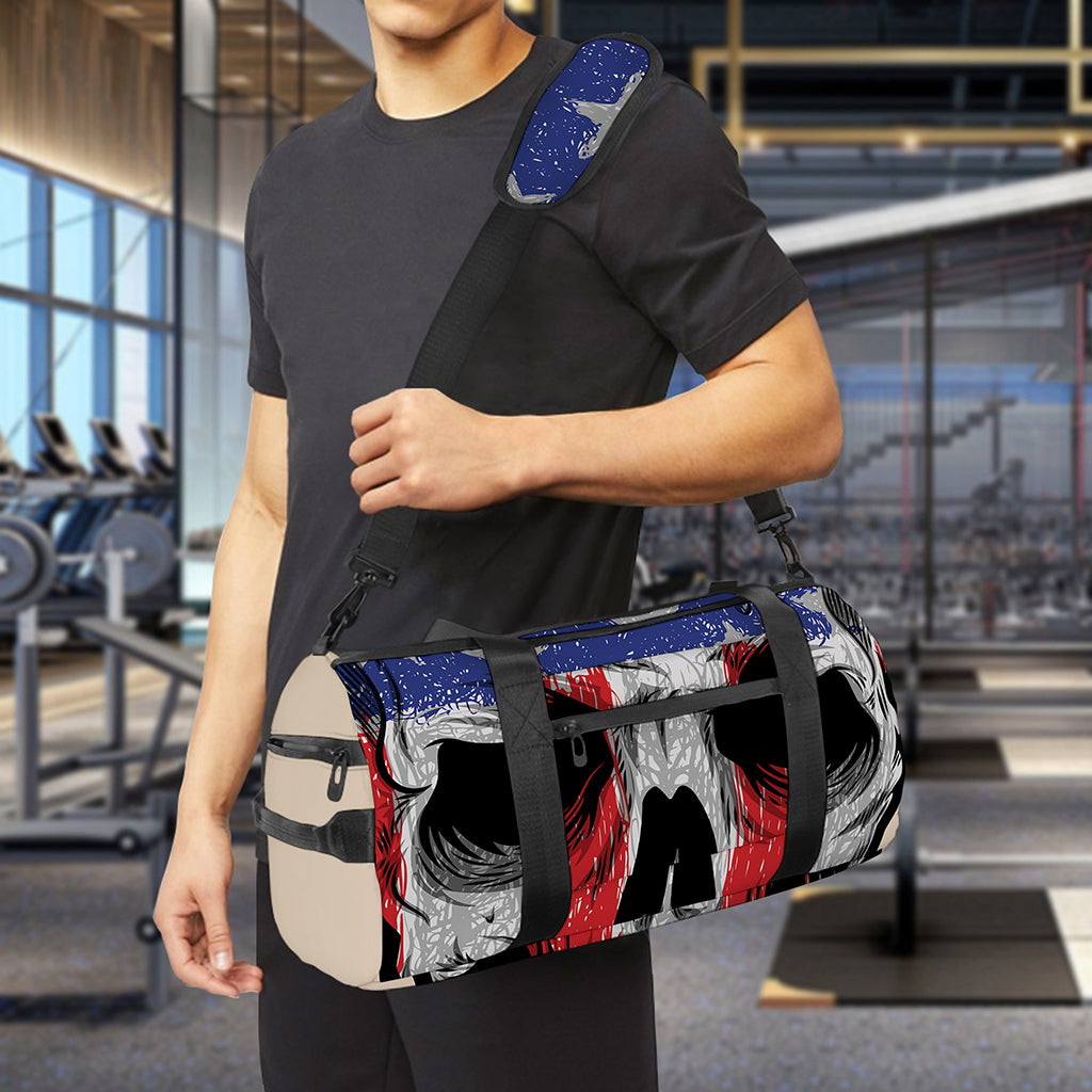 American Patriotic Skull Print Gym Bag