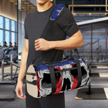 American Patriotic Skull Print Gym Bag