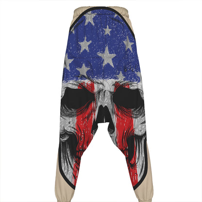 American Patriotic Skull Print Hammer Pants