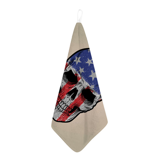 American Patriotic Skull Print Hand Towel