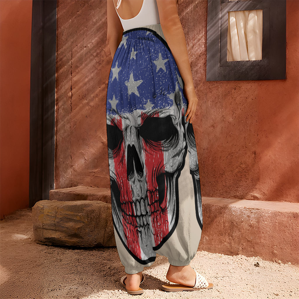 American Patriotic Skull Print Harem Pants