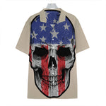 American Patriotic Skull Print Hawaiian Shirt