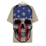 American Patriotic Skull Print Hawaiian Shirt