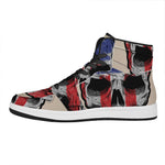 American Patriotic Skull Print High Top Leather Sneakers