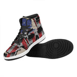 American Patriotic Skull Print High Top Leather Sneakers