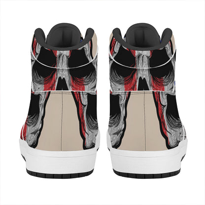 American Patriotic Skull Print High Top Leather Sneakers