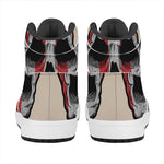 American Patriotic Skull Print High Top Leather Sneakers