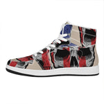 American Patriotic Skull Print High Top Leather Sneakers