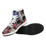 American Patriotic Skull Print High Top Leather Sneakers