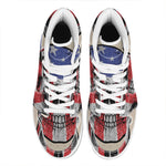 American Patriotic Skull Print High Top Leather Sneakers