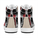 American Patriotic Skull Print High Top Leather Sneakers