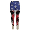 American Patriotic Skull Print High-Waisted Pocket Leggings