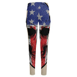 American Patriotic Skull Print High-Waisted Pocket Leggings
