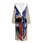 American Patriotic Skull Print Hooded Bathrobe