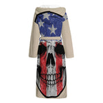 American Patriotic Skull Print Hooded Bathrobe