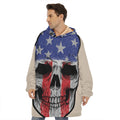 American Patriotic Skull Print Hoodie Blanket