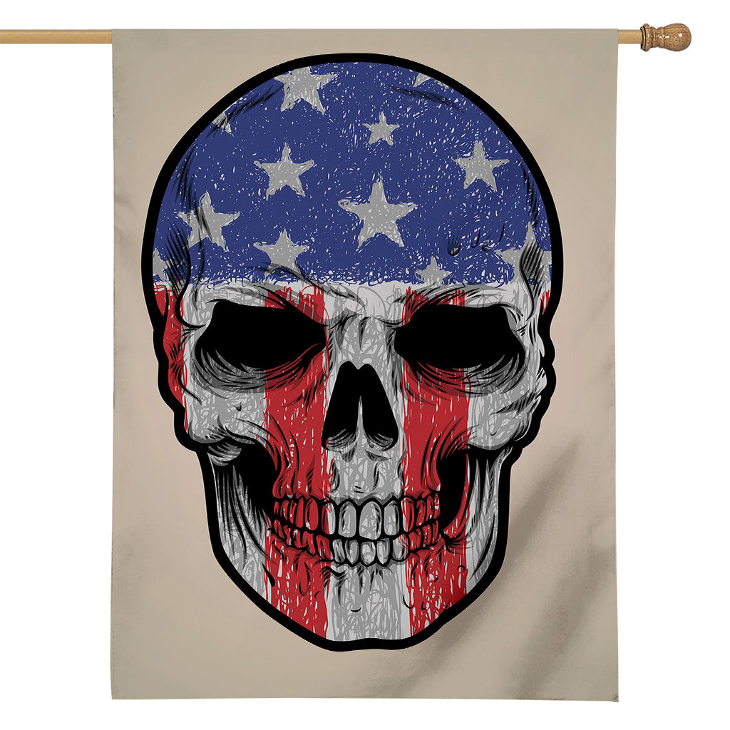 American Patriotic Skull Print House Flag